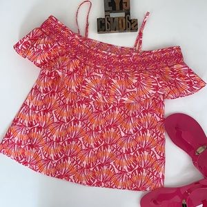 🐳VINEYARD VINES Off the Shoulder Shell Print Top